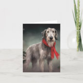 Wolfshondhond in Sneeuw Kerstmis Kaart (Voorkant)