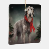 Wolfshondhond in Sneeuw Kerstmis Keramisch Ornament (Rechts)