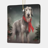 Wolfshondhond in Sneeuw Kerstmis Keramisch Ornament (Links)