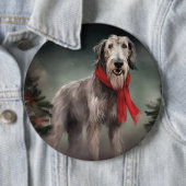 Wolfshondhond in Sneeuw Kerstmis Ronde Button 6,0 Cm (In situ)