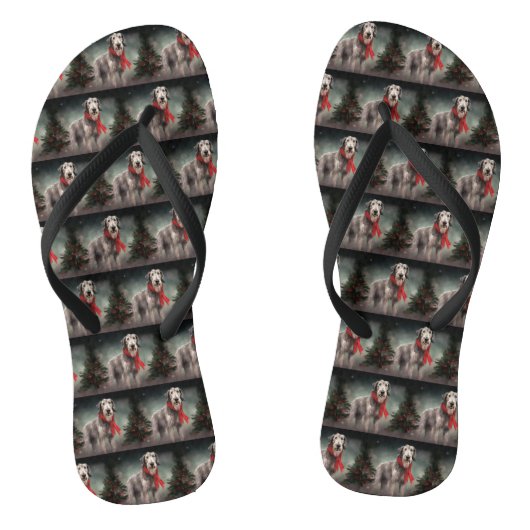 Wolfshondhond in Sneeuw Kerstmis Teenslippers (Voetbed)