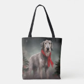 Wolfshondhond in Sneeuw Kerstmis Tote Bag (Achterkant)