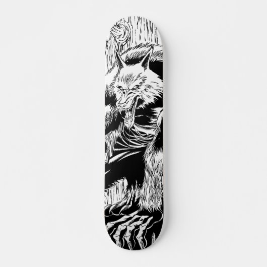 Wolfskateboard, zwart-wit skateboard (Voorkant)