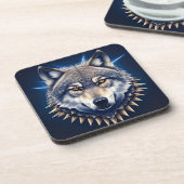 🐺 Wolfskop Intense Wilde Moderne Decoratie 🖤 Bier Onderzetter (Linkerzijde)