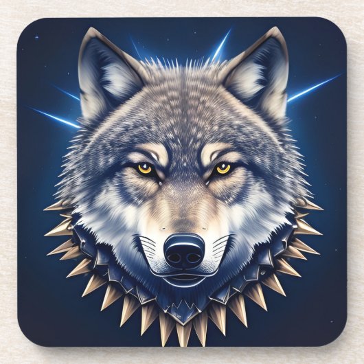 🐺 Wolfskop Intense Wilde Moderne Decoratie 🖤 Bier Onderzetter (Voorkant)