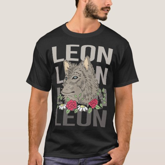 Wolfskop - Leon Naam T-shirt (Voorkant)