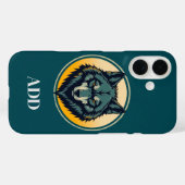 Wolfskop met een cirkelvormige achtergrond Case-Mate iPhone case (Achterkant (horizontaal))