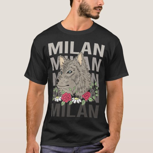 Wolfskop - Milan Naam T-shirt (Voorkant)