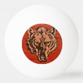 Wolfskop op rode pingpongbal  (Voorkant)