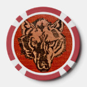 Wolfskop op rode pokerfiches poker chips (Achterkant)