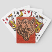 Wolfskop op rode speelkaarten (Achterkant)