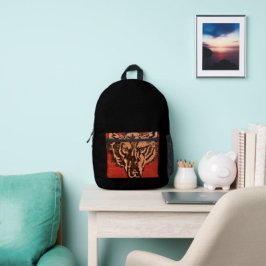 Wolfskop op rood bedrukte rugzak