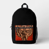 Wolfskop op rood bedrukte rugzak (Voorkant)