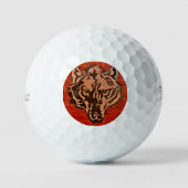 Wolfskop op Rood Golfballen (Voorkant)