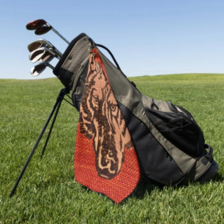 Wolfskop op Rood Golfhanddoek