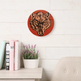 Wolfskop op Rood  Grote Klok