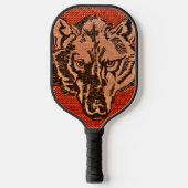 Wolfskop op Rood  Pickleball Paddle (Voorkant)
