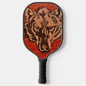 Wolfskop op Rood  Pickleball Paddle (Achterkant)