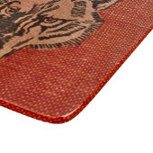 Wolfskop op rood  snijplank (Hoek)