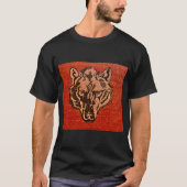 Wolfskop op Rood  T-shirt (Voorkant)