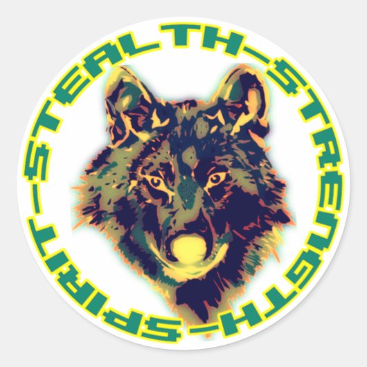 wolfskop ronde sticker (Voorkant)