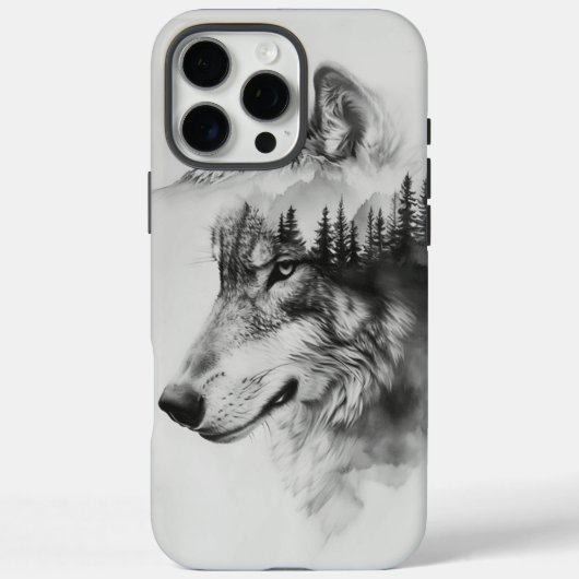 Wolfssilhouet versmelt met bergen Case-Mate iPhone case (Achterkant)