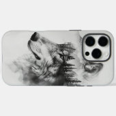 Wolfssilhouet versmelt met bergen Case-Mate iPhone case (Achterkant (horizontaal))