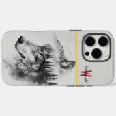Wolfssilhouet versmelt met bergen Case-Mate iPhone case (Achterkant (horizontaal))