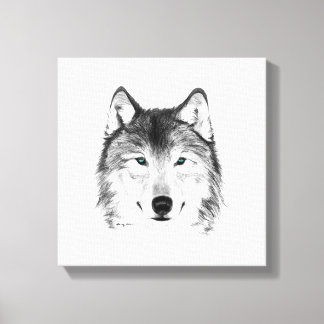 Wolftekening, grafiet canvas afdruk