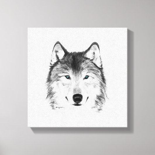 Wolftekening, grafiet canvas afdruk (Voorkant)
