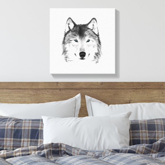 Wolftekening, grafiet canvas afdruk (Insitu (Slaapkamer))