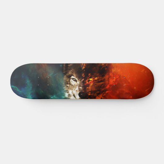 Wolfvuur en ijs persoonlijk skateboard (Horizontaal)
