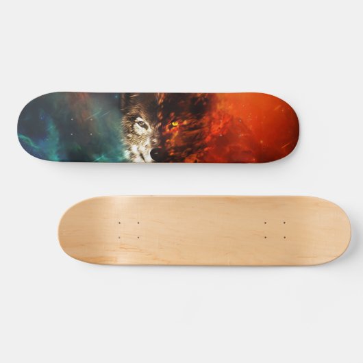 Wolfvuur en ijs persoonlijk skateboard (Horizontaal)