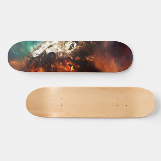 Wolfvuur en ijs persoonlijk skateboard (Horizontaal)