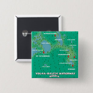 Wolga-Baltische Waterweg Rusland Vierkante Button 5,1 Cm