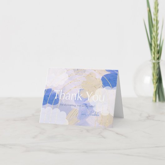 Wolk 9 Gouache verfborstel streep Baby shower Bedankkaart (Voorkant)