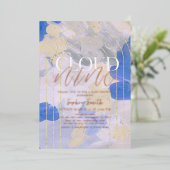 Wolk 9 Gouache verfborstel streep Baby shower Folie Uitnodiging (Staand Voorkant)