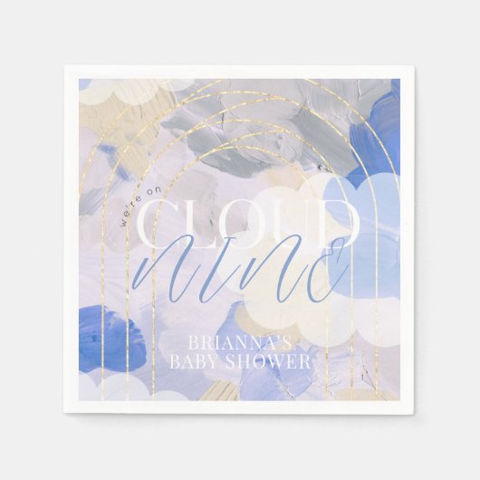 Wolk 9 Gouache verfborstel streep Baby shower Servet (Voorkant)