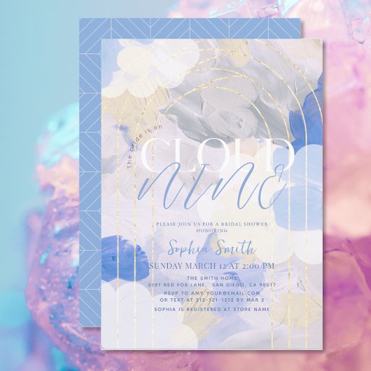 Wolk 9 Gouache verfborstel streep Vrijgezellenfees Kaart