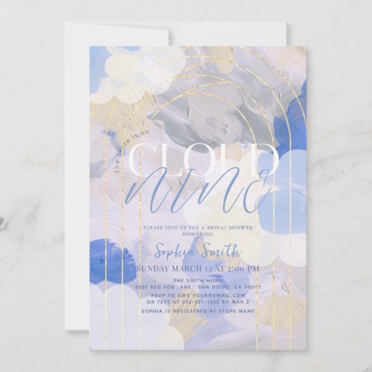 Wolk 9 Gouache verfborstel streep Vrijgezellenfees Kaart (Voorkant)