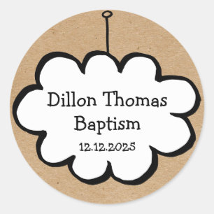 Wolk aan een touwtje Doop Favor Ronde Sticker