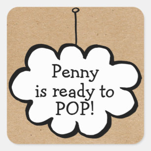 Wolk aan een touwtje Kraft klaar om te ploffen Vierkante Sticker