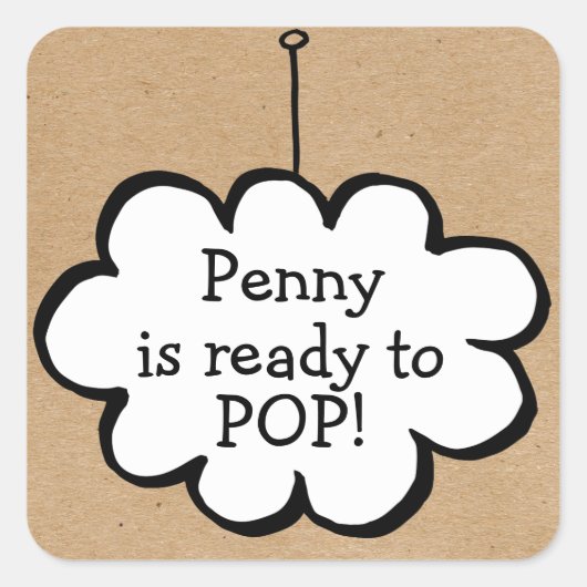 Wolk aan een touwtje Kraft klaar om te ploffen Vierkante Sticker (Voorkant)