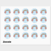wolk achtergrond, Einde Regenboog Cupcakes Ronde Sticker (Vel)