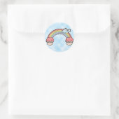 wolk achtergrond, Einde Regenboog Cupcakes Ronde Sticker (Tas)