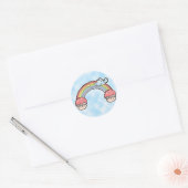 wolk achtergrond, Einde Regenboog Cupcakes Ronde Sticker (Envelop)