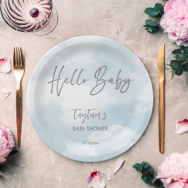 Wolk baby shower grijs wolken baby shower sjabloon papieren bordje