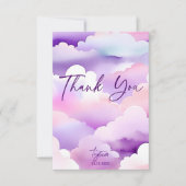 Wolk baby shower paarse wolken baby shower bedankkaart (Voorkant)