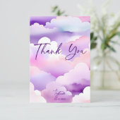 Wolk baby shower paarse wolken baby shower bedankkaart (Staand voorkant)