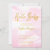 Wolk baby shower roze en goud kaart (Voorkant)